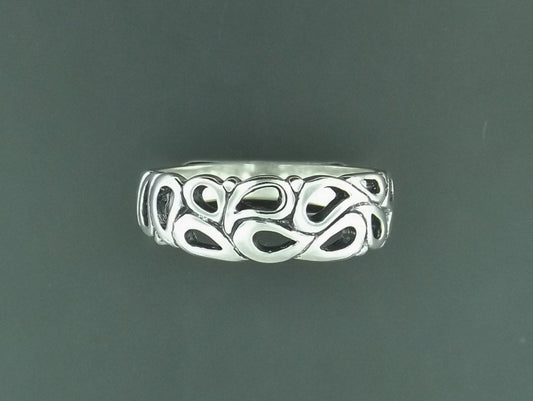 1950s Style Wedding Band in Sterling Silver or Antique Bronze