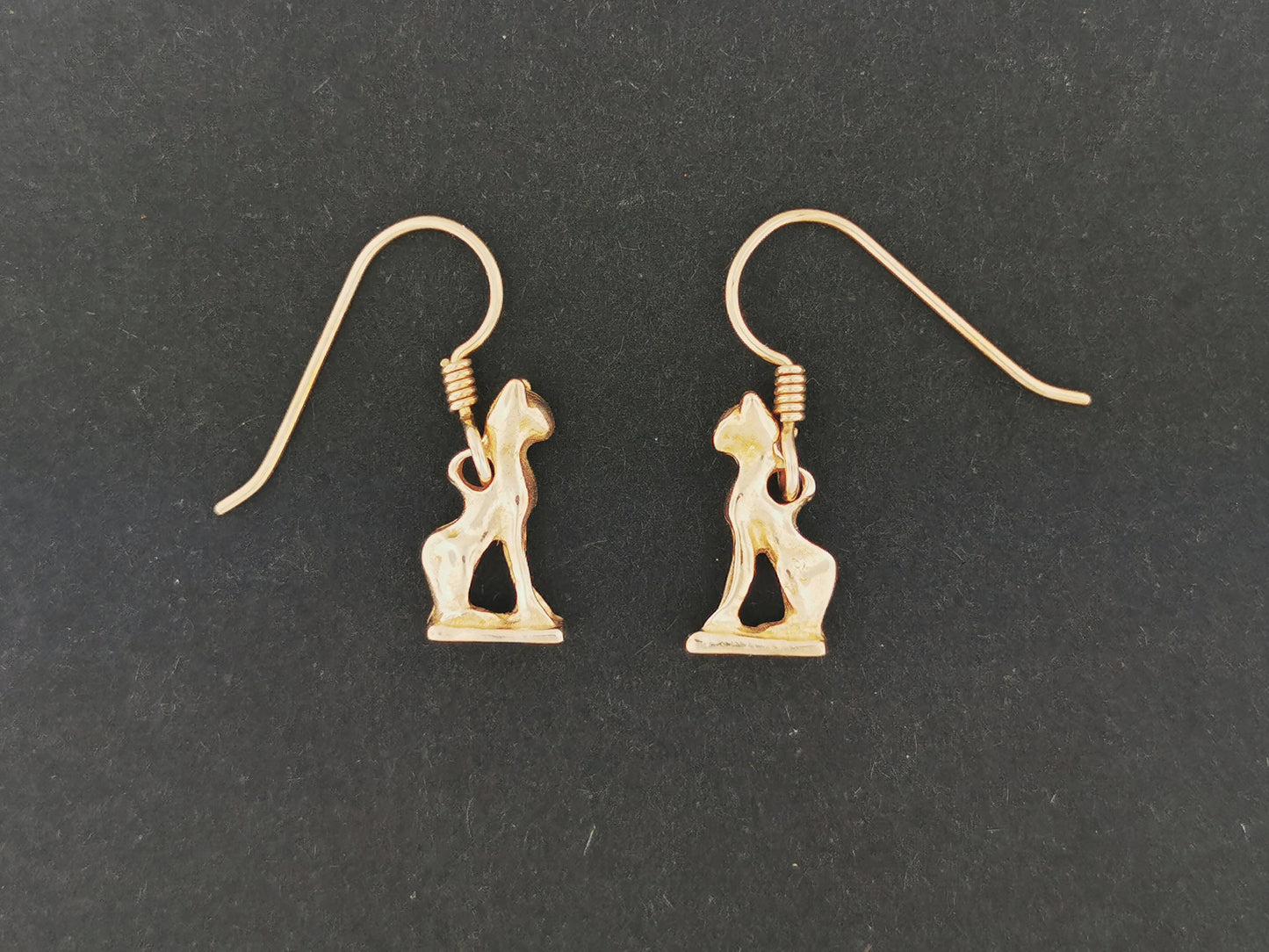 Bastet Cat Charm Earrings in Sterling Silver or Antique Bronze