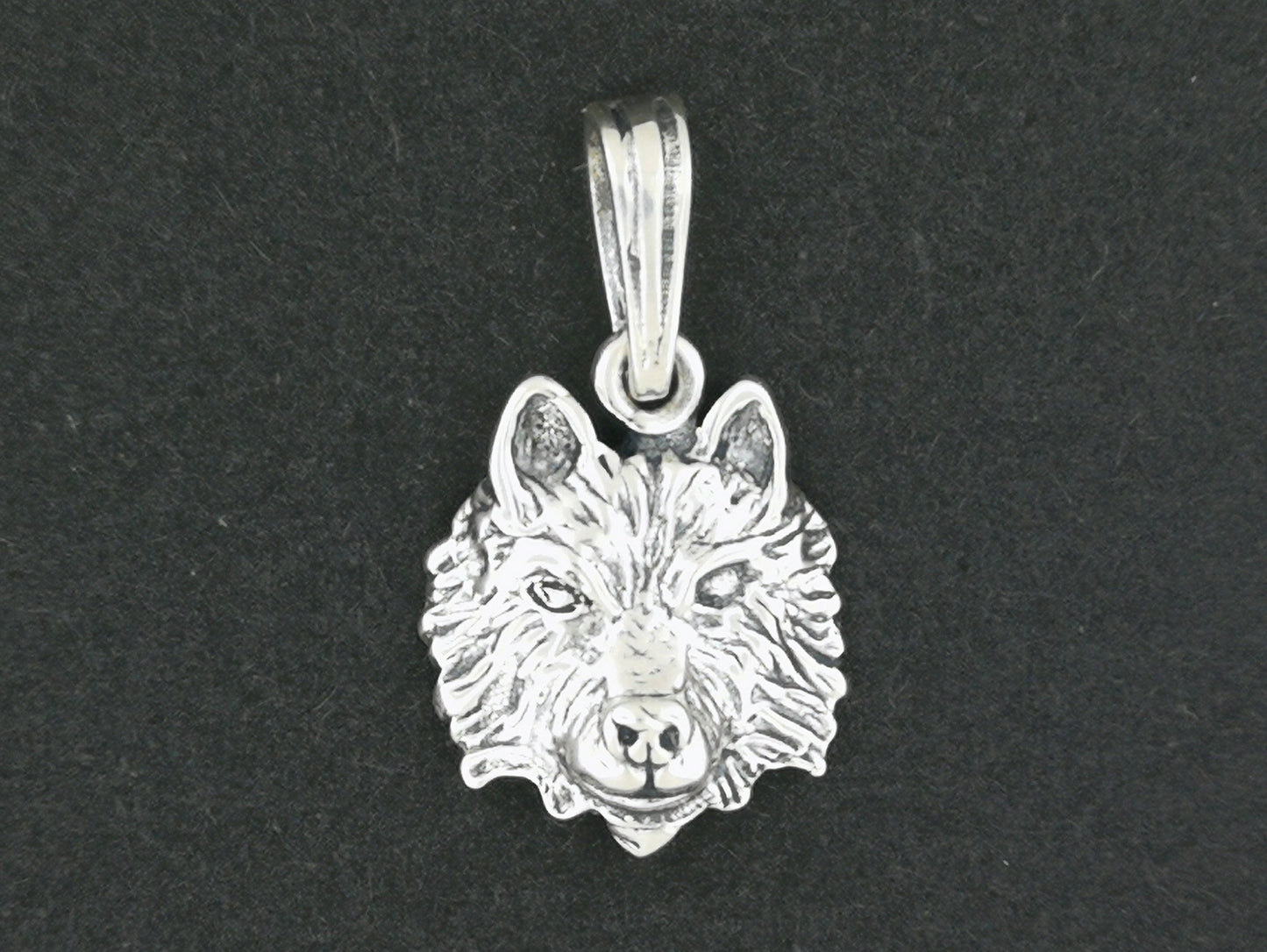 Wolf Head Charm Pendant in Sterling Silver or Antique Bronze
