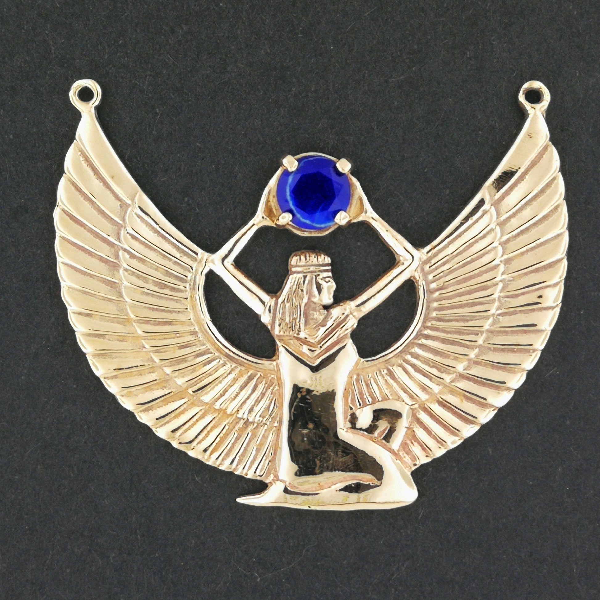 Winged Isis Necklace with Lapis Lazuli in Antique Bronze, Winged Isis Pendant, Egyptian Protection Pendant, Egyptian Talisman Pendant, Egyptian Gods Pendant, Bronze Ancient Egyptian Jewelry, Bronze Ancient Egyptian Jewellery, Bronze Isis Necklace, Bronze Isis Pendant, Bronze Isis Jewelry, Bronze Isis Jewellery, Bronze Isis Charm