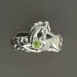 Unicorn Ring in Sterling Silver with Gemstone,  High Fantasy Unicorn Jewelry, Unicorn Gift for Her, Birthstone Unicorn Jewellery