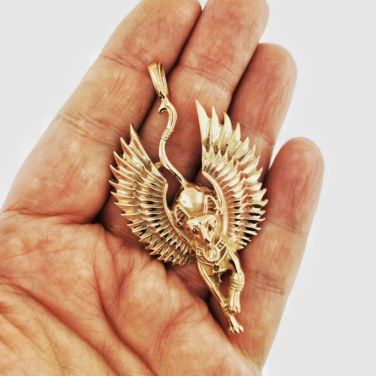 Winged Bastet Pendant in Sterling Silver or Antique Bronze