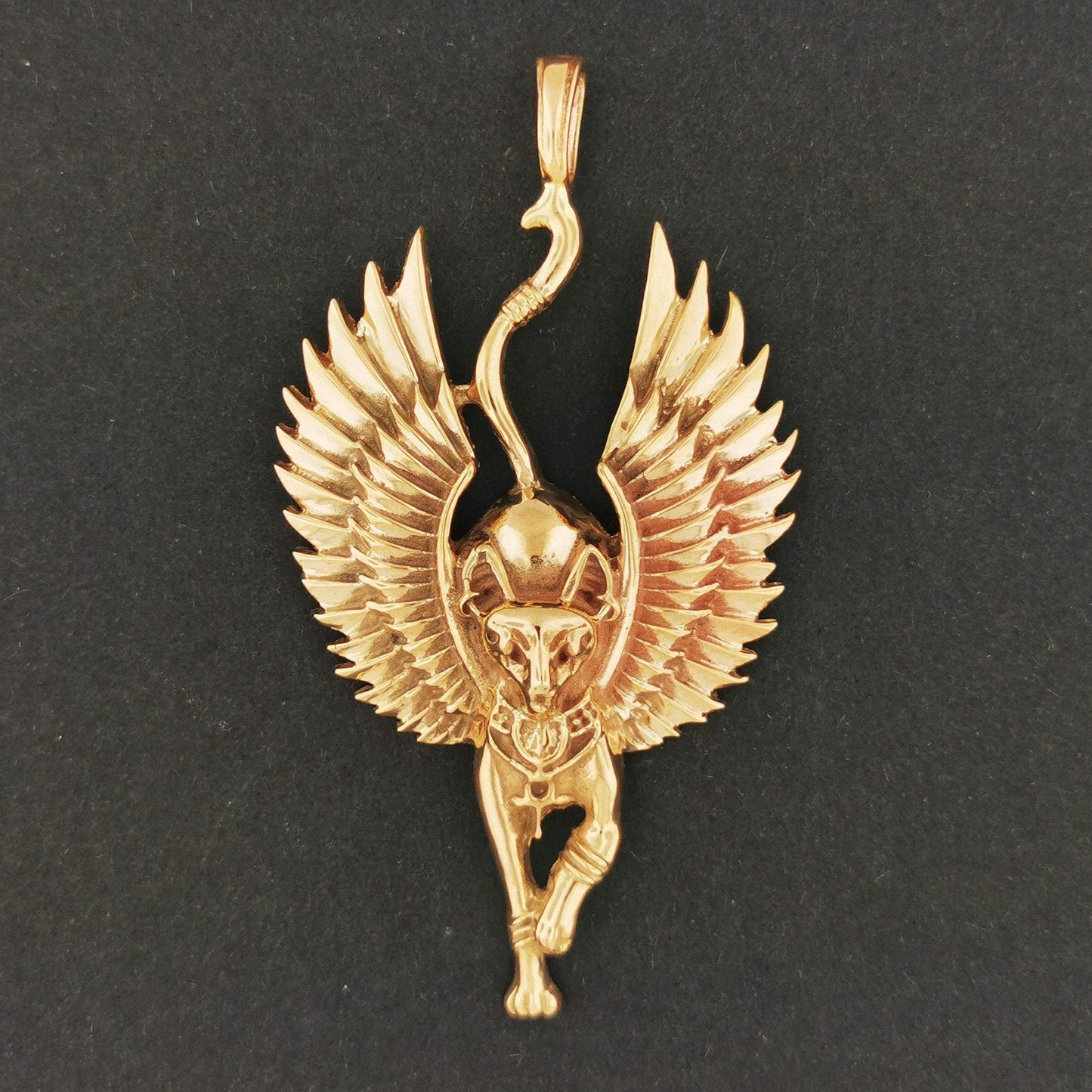 Winged Bastet Pendant in Sterling Silver or Antique Bronze, Egyptian Goddess Pendant, Winged Cat Pendant, Egyptian Cat Pendant, Bronze Cat Pendant,  Bronze Egyptian Cat Necklace, Bastet Cat Pendant, Bast Egyptian Goddess, Antique Bronze Bastet