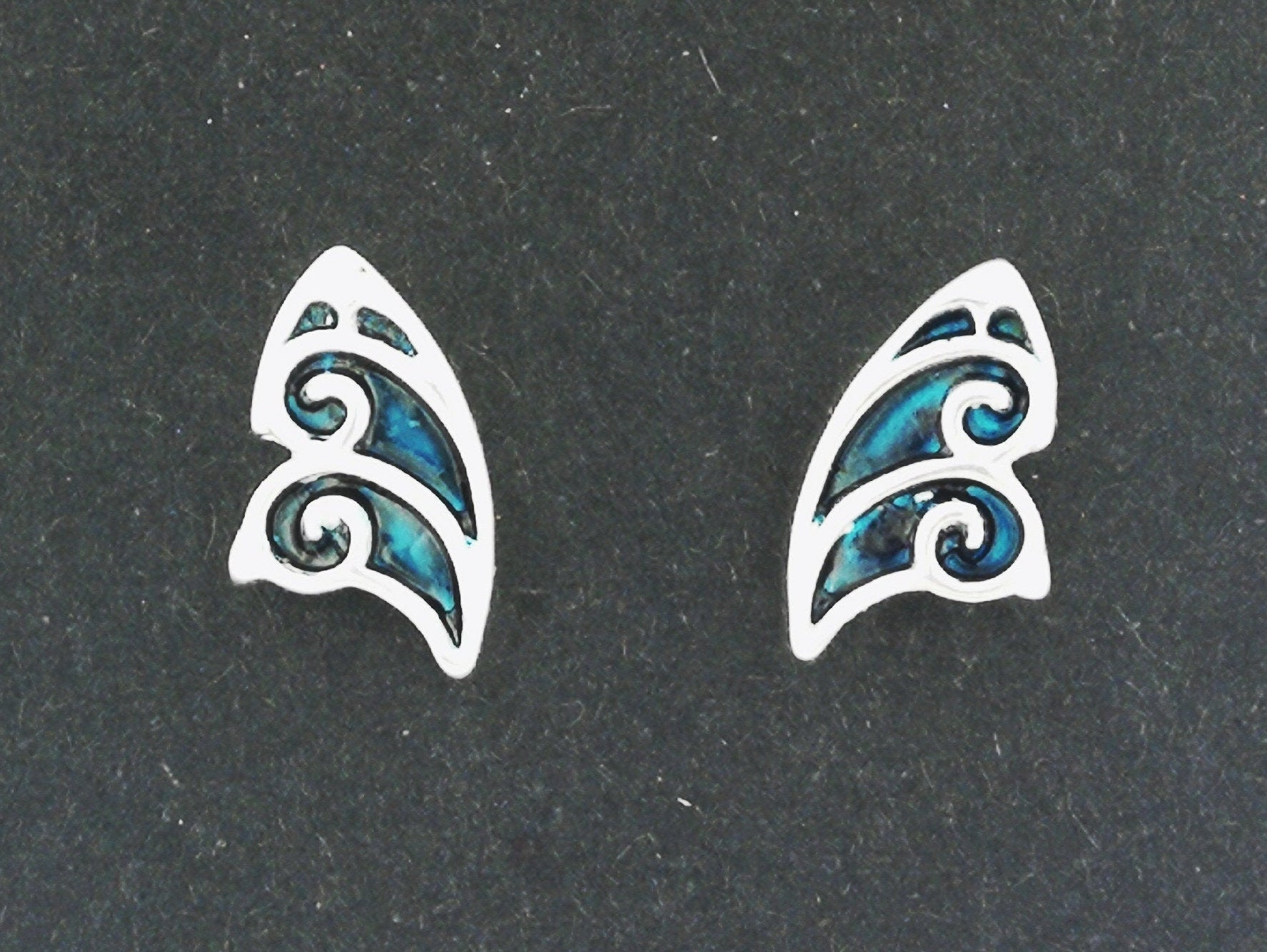 Fairy Butterfly Wing Stud Earrings in Sterling Silver, Sterling Silver Wings, Silver Wing Earrings, Fantasy Stud Earrings, Magic and Myth, Fairy Wing Studs, Fairy Stud Earrings, Fairy Wing Stud Earrings, Silver Fairy Jewelry, Silver Fairy Jewellery, Enameled Fairy Wings, Enameled Fairy Jewelry, Enameled Fairy Jewellery, Butterfly Wing Earrings