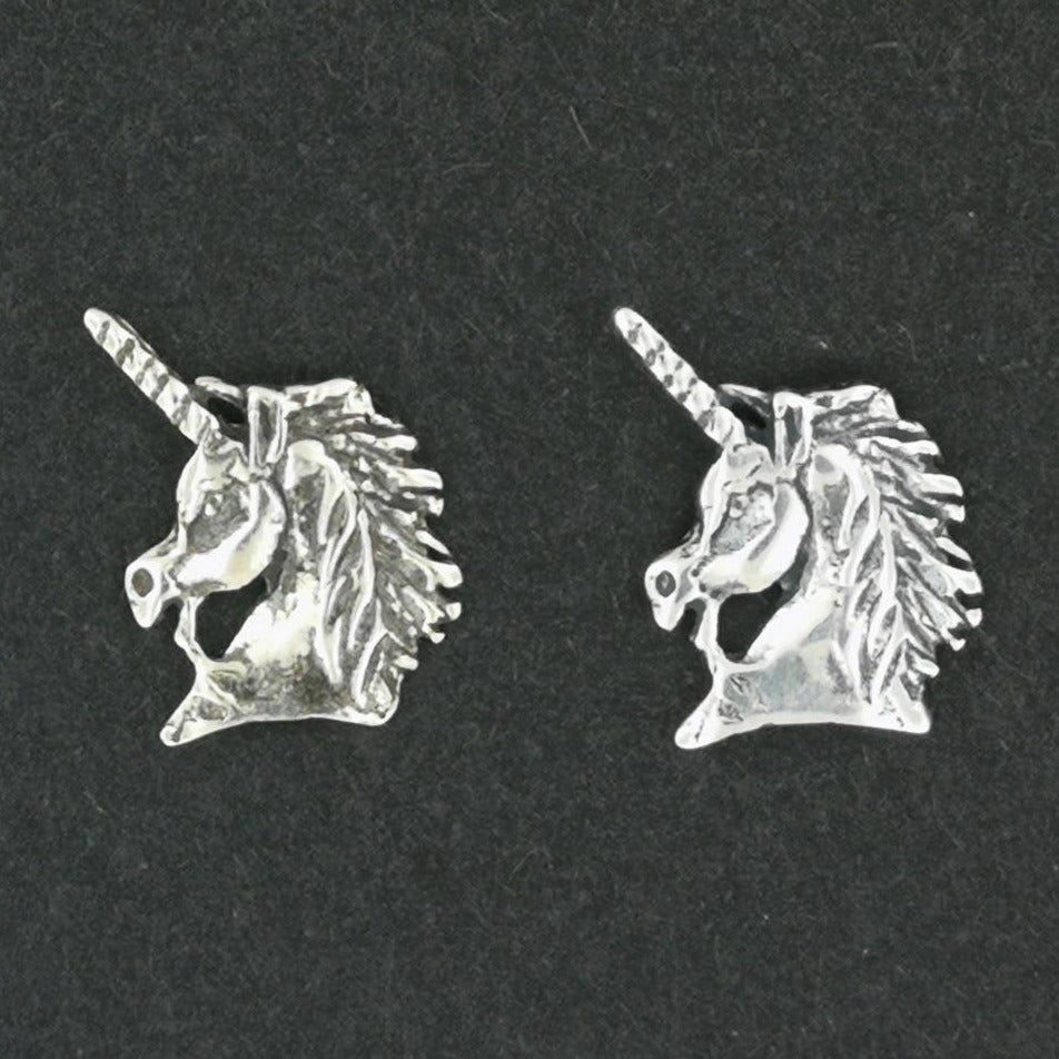 Gold Unicorn Head Earrings made to order, Gold Unicorn Head, Gold Unicorn Head Earrings, Gold Fantasy Jewellery, Gold Fantasy Jewelry, Gold Unicorn Stud Earrings, Gold Unicorn Studs, Gold Unicorn Earrings, Small Gold Earrings, Magic and Myth