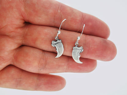 Bear Claw Earrings in Sterling Silver or Antique Bronze