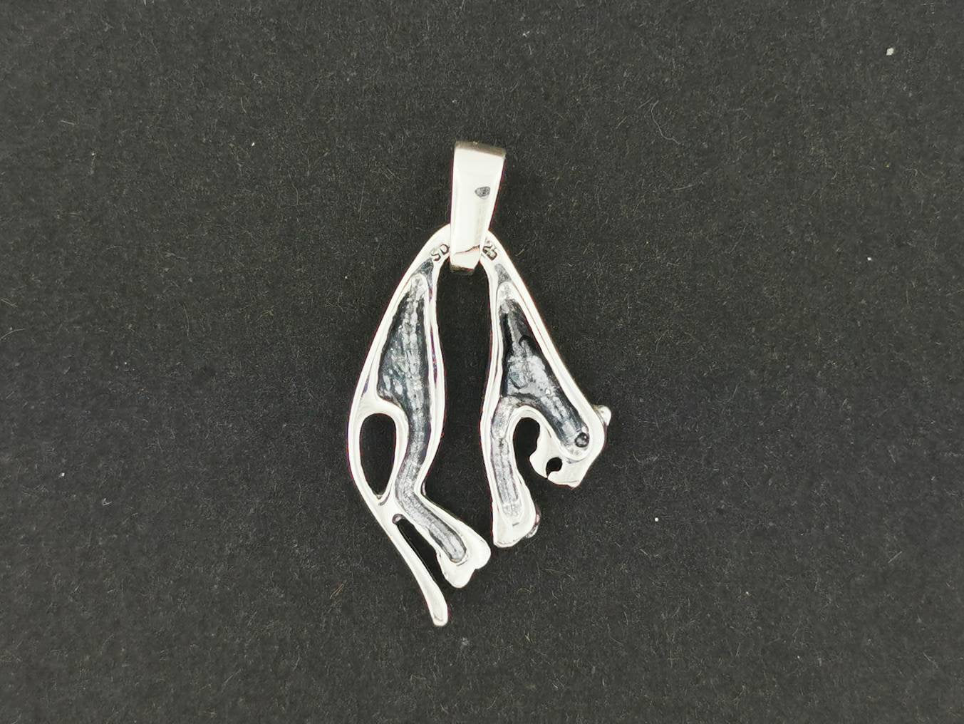 Hanging Cat Pendant in Sterling Silver with CZ eye