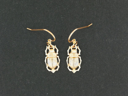 Boucles d'oreilles à breloques scarabées égyptiennes en bronze antique