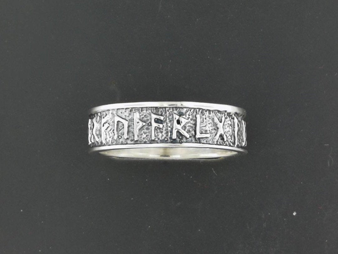 Norse Rune Band V2 in Sterling Silver or Antique Bronze, Nordic Rune Ring, Elder Futhark Ring, Nordic Silver Band, Silver Viking Ring, Bronze Viking Ring, Silver Norse Ring, Bronze Norse Ring, Runic Alphabet Ring, Viking Runes Ring, Silver Rune Band, Bronze Rune Band
