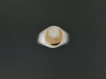 Two Tone Signet Ring in Sterling Silver with Bronze Moon or Star, Lunar Signet Ring, Crescent Moon Ring, Goddess Moon Ring, Silver Pagan Ring, Wiccan Silver Ring, Lunar Signet Ring, Sterling Silver Signet Ring, Crescent Moon Signet Ring