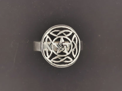 Knotwork Pentacle Ring in Sterling Silver or Antique Bronze, Silver Pentacle Ring, Celtic Pentacle Ring, Silver Pagan Jewelry, Silver Pagan Jewellery, Silver Pagan Pentagram Ring, Silver Pentagram Jewelry, Silver Pentagram Jewellery