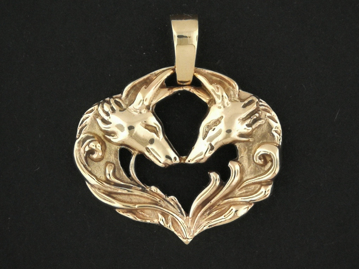 Twin Fox Head Pendant in Sterling Silver or Antique Bronze