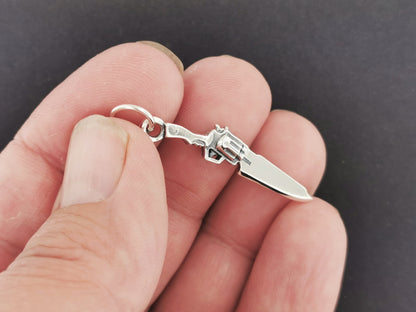 Final Fantasy 8 Gunblade Charm in Sterling Silver or Antique Bronze, FF8 Squall Pendant, Final Fantasy VIII Pendant, Final Fantasy Jewelry, final fantasy pendant, FF8 silver charm, FF8 Gunblade pendant, silver Gunblade pendant, gamer girl jewelry