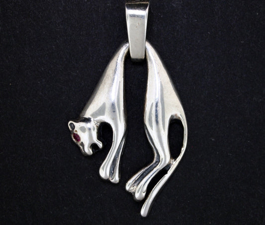 Hanging Cat Pendant in Sterling Silver with CZ eye, Silver Cat Pendant, Chartier Cat Pendant, Hanging Cat Pendant, Cat Lover Pendant, Cat Lover Jewelry, Cat Lover Jewellery, Silver Cat Jewelry, Silver Cat Jewellery, Silver Animal Jewelry, Silver Animal Jewellery, Silver Animal Lover Pendant, Animal Lover Pendant, Vintage Cat Pendant, Art Nouveau Silver Pendant, Art Nouveau Cat Pendant