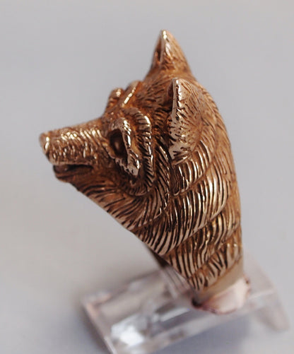 Wolf Ring in Antique Bronze