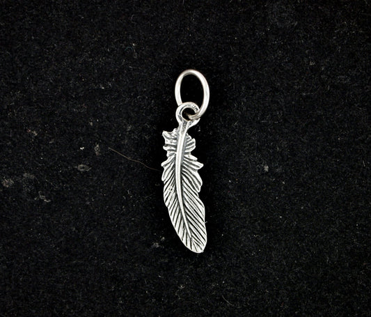Small Feather Charm in Sterling Silver