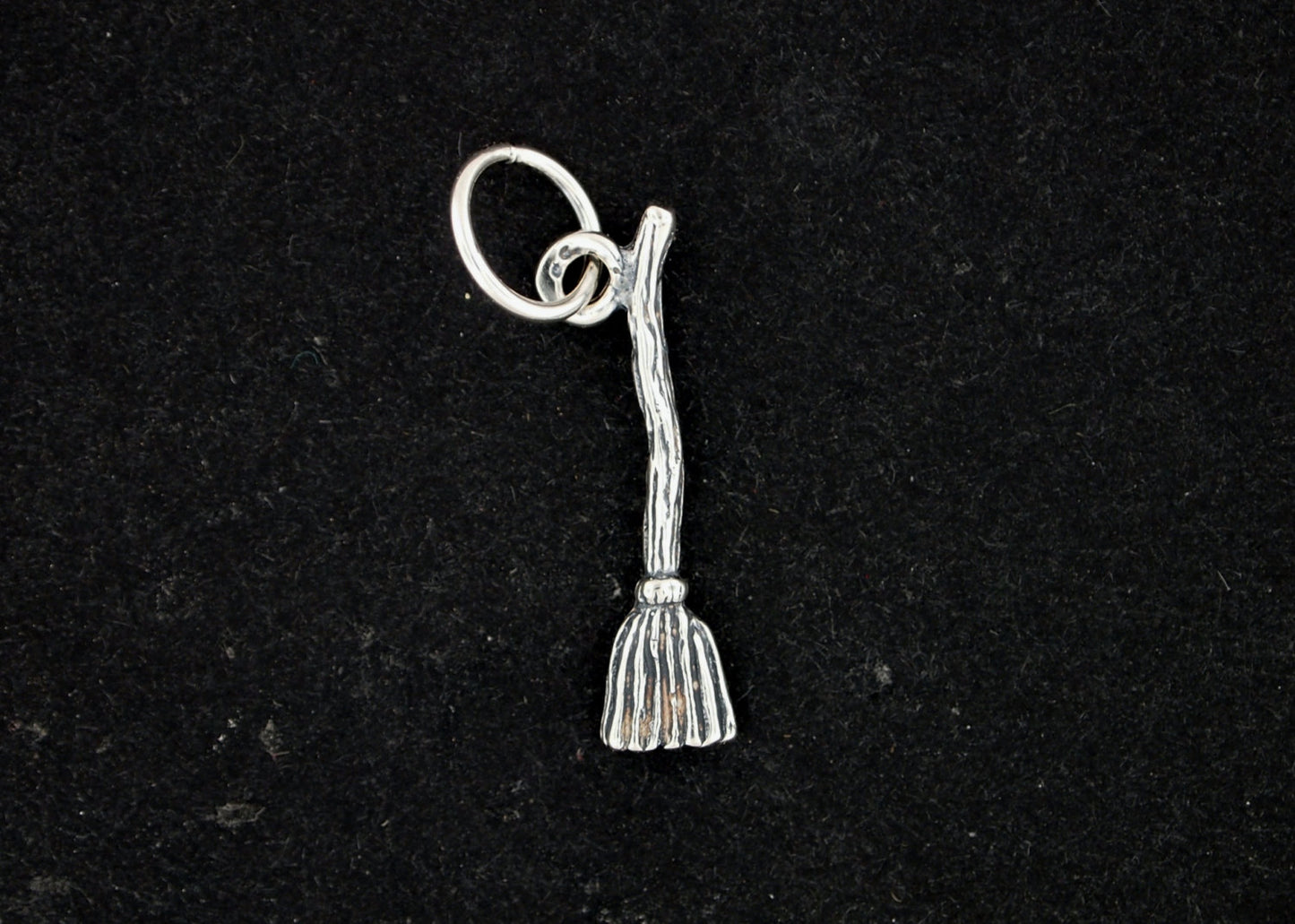 Small Broom Charm in Sterling Silver