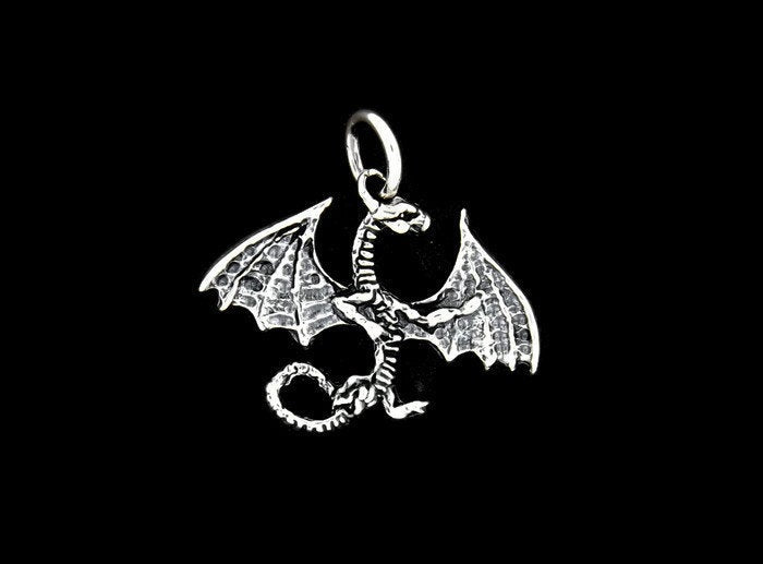 European Dragon Pendant in Sterling Silver or Antique Bronze
