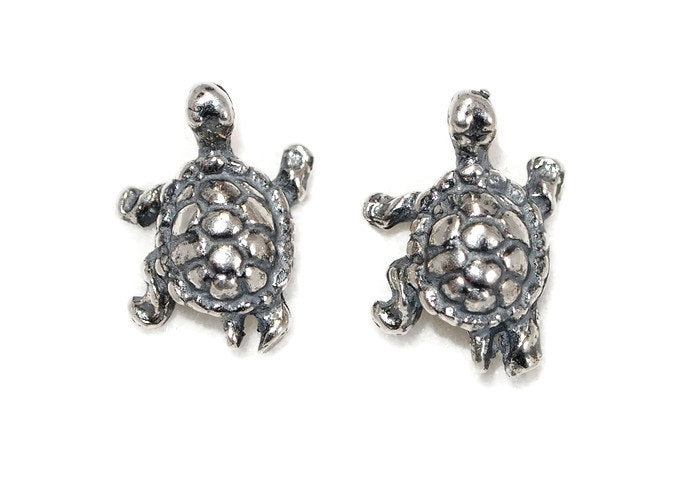 Turtle Stud Earrings in Sterling Silver