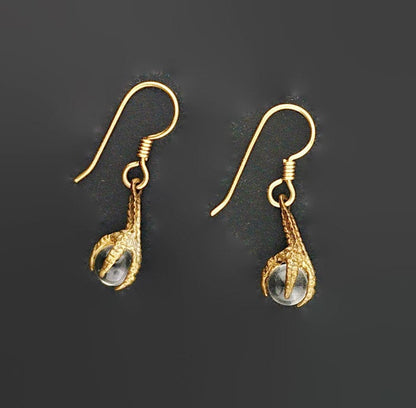 Boucles d'oreilles griffes avec perle de pierres précieuses