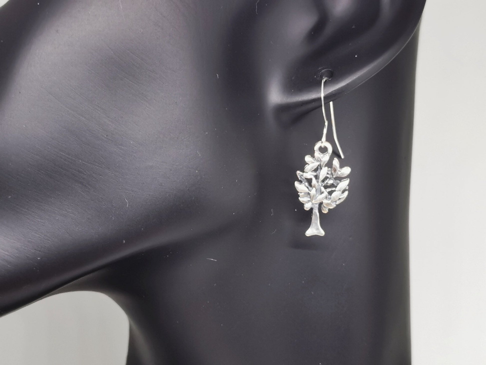 Tree Dangle Earrings in Sterling Silver with gemstones - Le Dragon Argenté - bronze tree of life - esoteric jewelery - everyday earrings