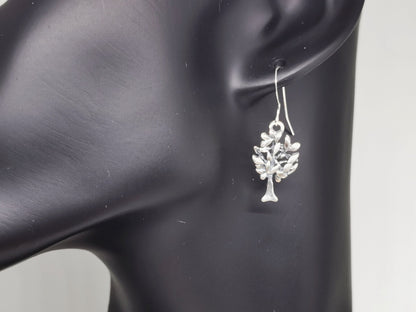 Tree Dangle Earrings in Sterling Silver with gemstones - Le Dragon Argenté - bronze tree of life - esoteric jewelery - everyday earrings