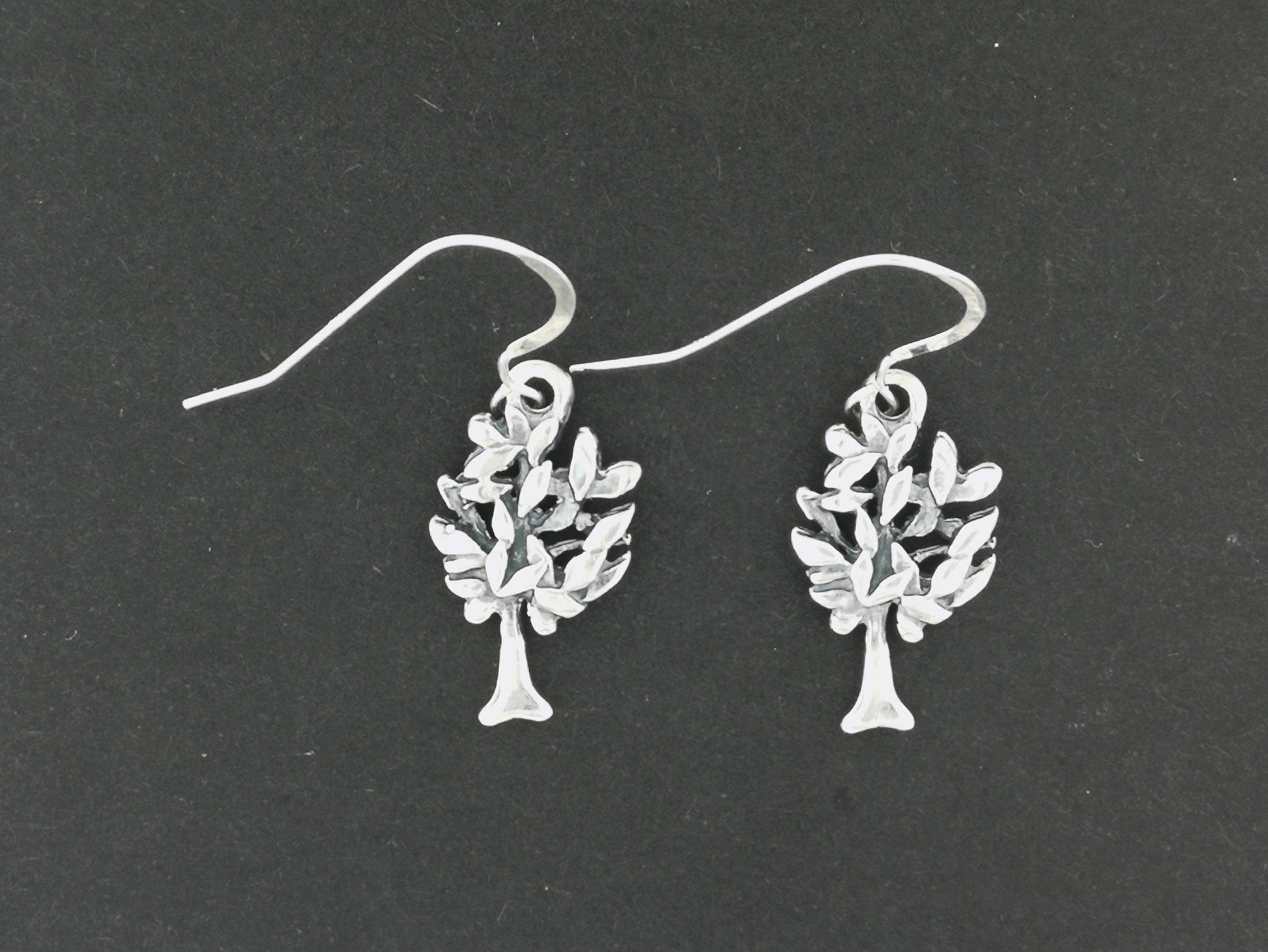 Tree Dangle Earrings in Sterling Silver with gemstones - Le Dragon Argenté - bronze tree of life - esoteric jewelery - everyday earrings